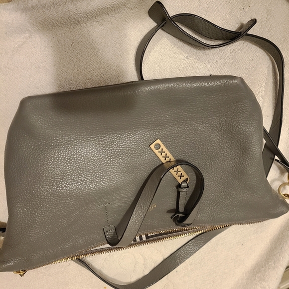 Ladie's Genuine Kate Spade SATURDAY gray leather small crossbody satchel bag - Picture 7 of 8